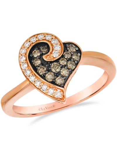 Кольцо Le Vian Vanilla Diamond and Chocolate Diamond Heart 14K Strawberry Gold