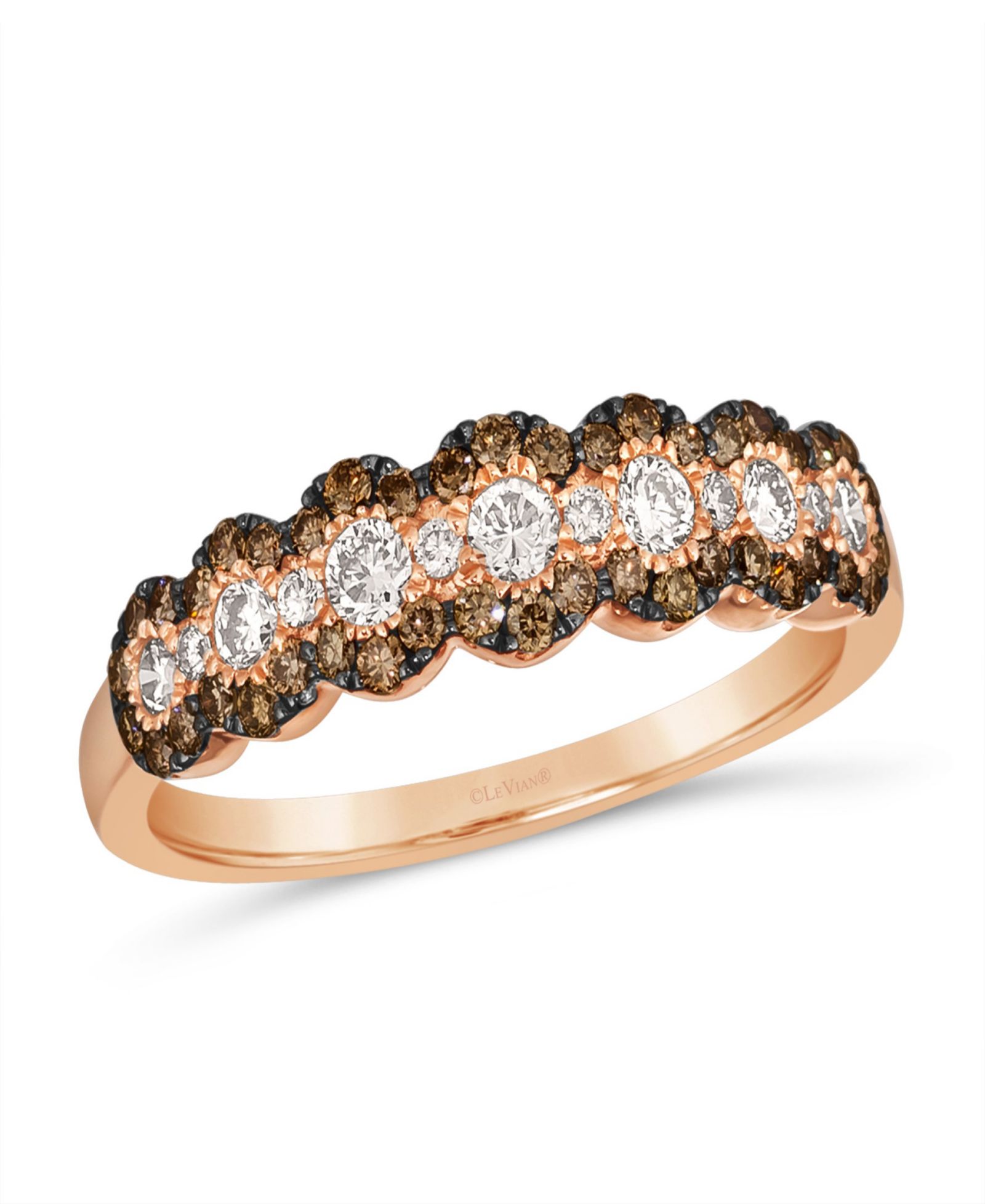 Le Vian Chocolate Diamond (.15 ct. t.w.) & Nude Diamond (.43 ct. t.w.) Patterned Ring in 14K Strawberry Gold