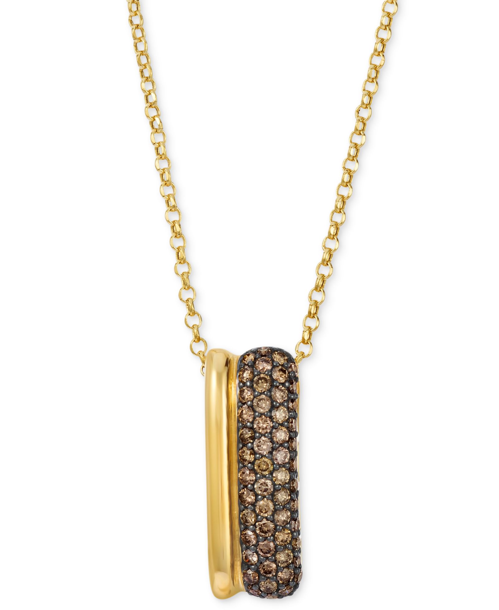 Подвеска Le Vian® Chocolate Diamond & Polished Double Curved Bar 20" в 14k Gold (5/8 ct. t.w.)
