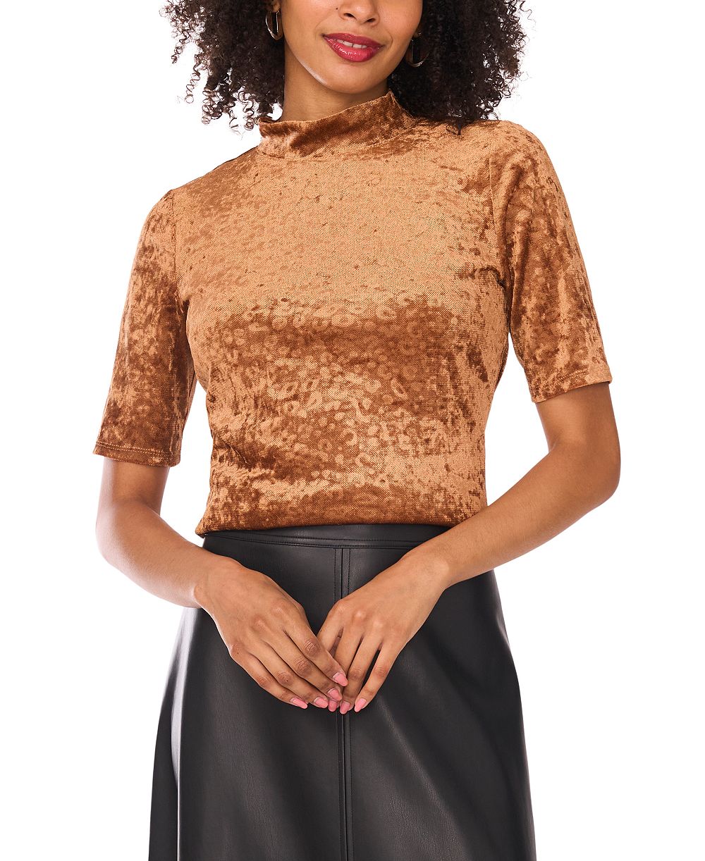 Женский топ Vince Camuto Velvet Mock-Neck Short-Sleeve