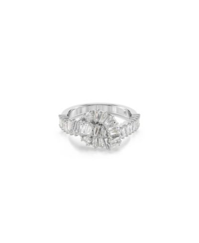 Кольцо Swarovski Matrix, белое, с напылением родия