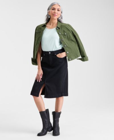 Style & Co Women's Denim Slit Midi Skirt, Macy's Exclusive