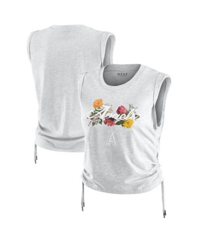 WEAR by Erin Andrews Women's Heather Gray Los Angeles Angels Cinched Tank Top