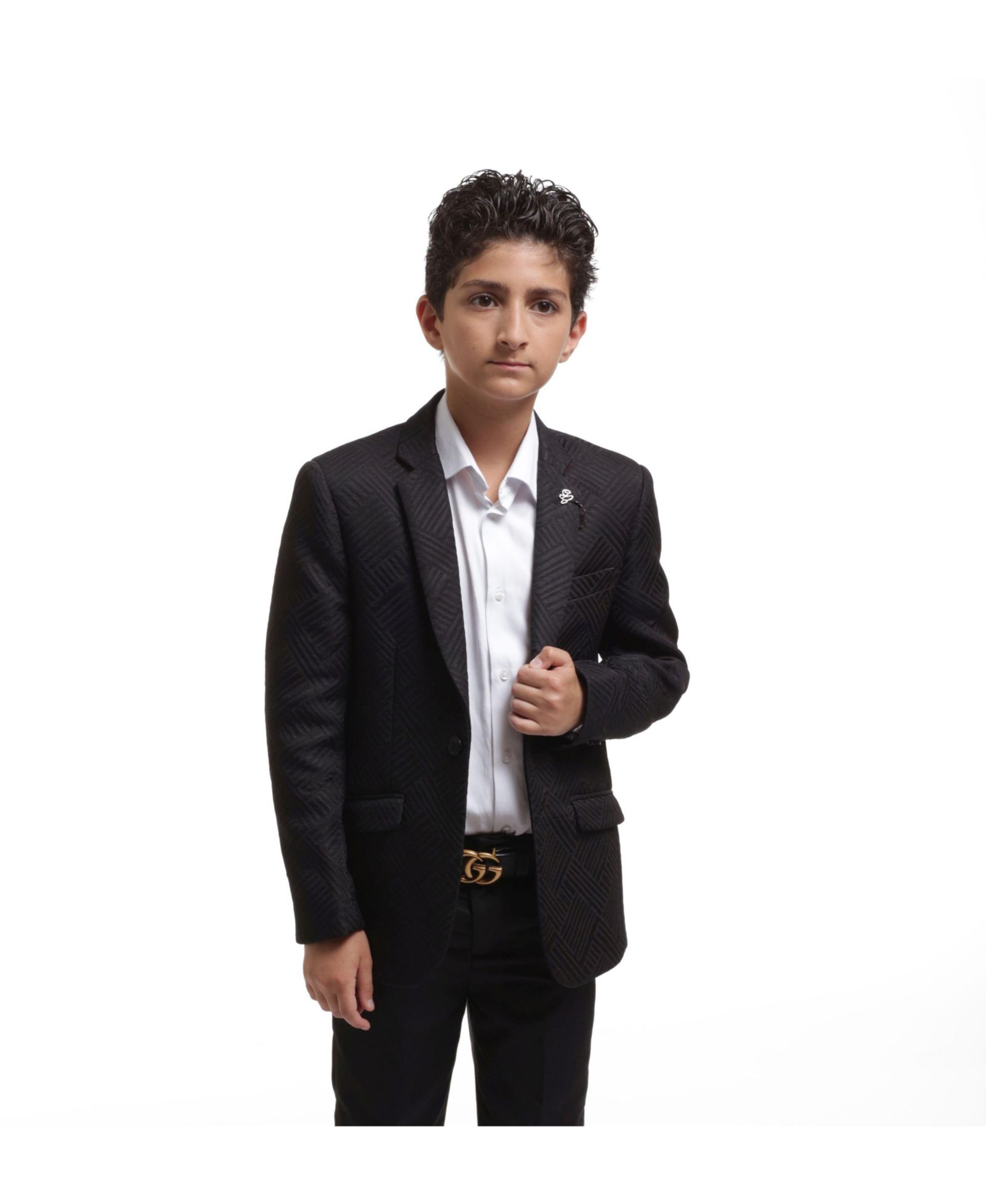 Elie Balleh Boys Black Slim Fit Sports Coat