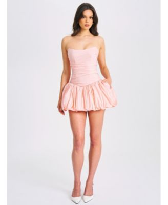 Miss Circle Women's Oletta Pink Corset Strapless Bubble Hem Mini Dress