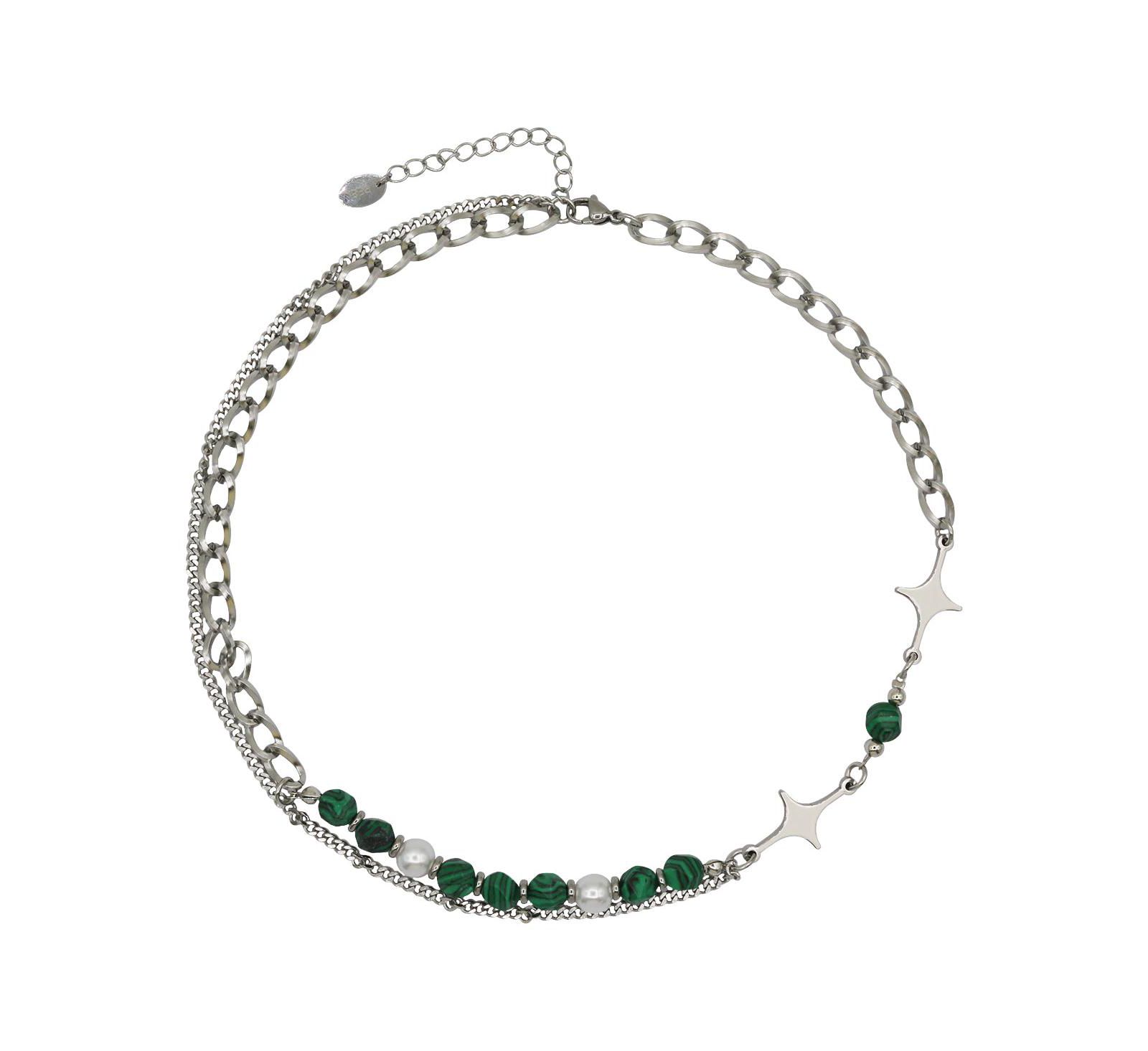 Бисерное ожерелье Rebl Jewelry Layered Stainless Steel с подвесками-звездами