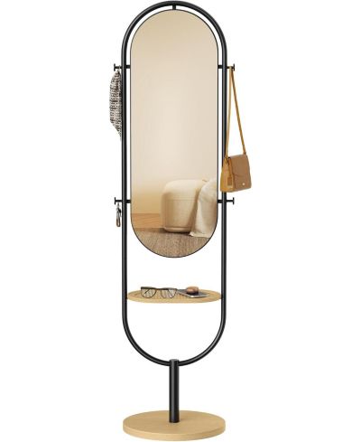 Современное напольное зеркало 3-in-1 SONGMICS HOME, Oak Beige and Ink Black