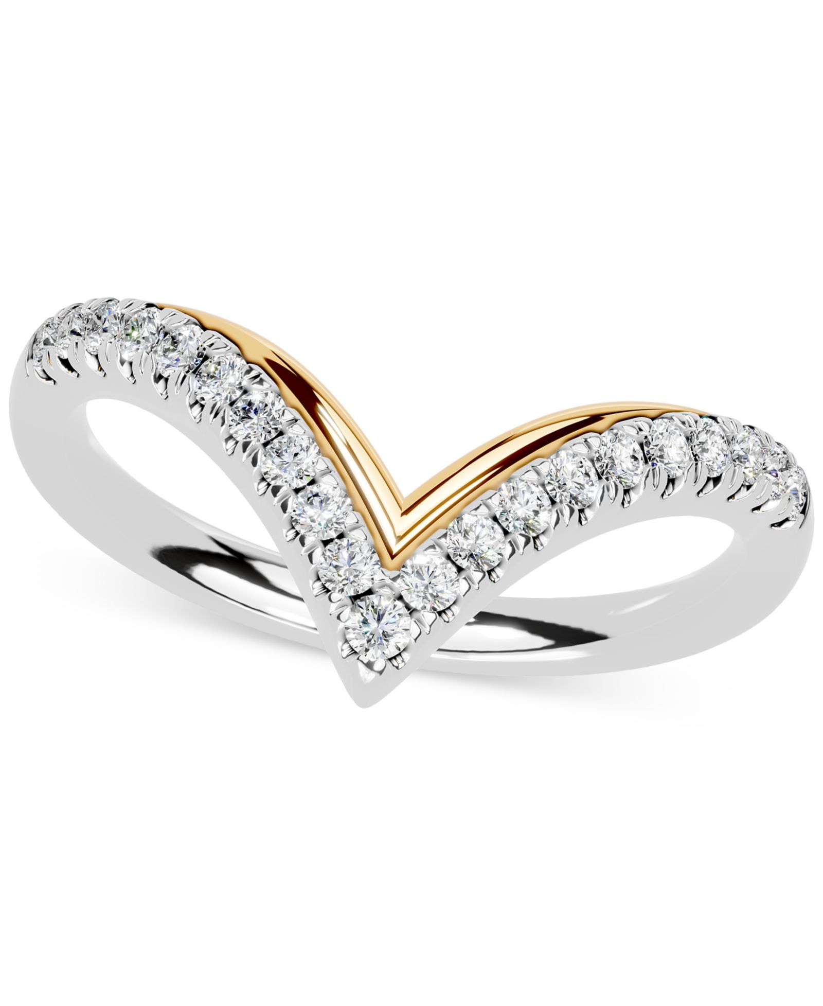 Diamond Chevron Ring (1/4 ct. t.w.) in 14k Two-Tone Gold
