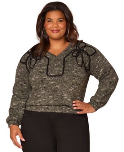 Женский джемпер Democracy Plus Size Raglan Long Sleeve V-Neck