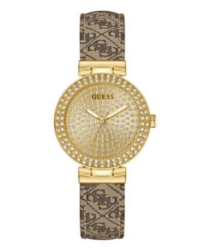 Женские аналоговые часы GUESS, 32mm, бежевый цвет с золотистым оттенком