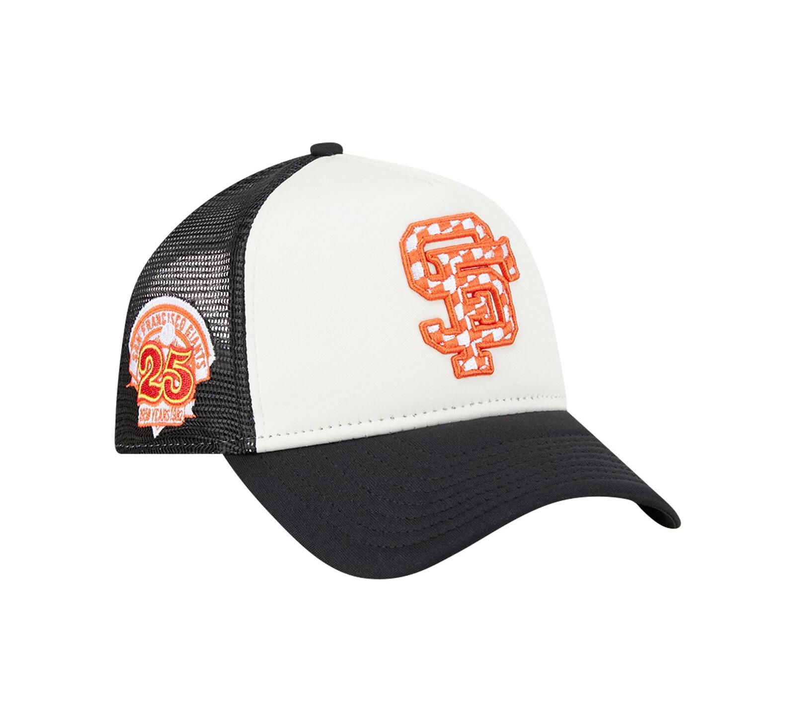 New Era Мужская кепка 9FORTY A-Frame Trucker White/Black San Francisco Giants Checkered Flag Adjustable