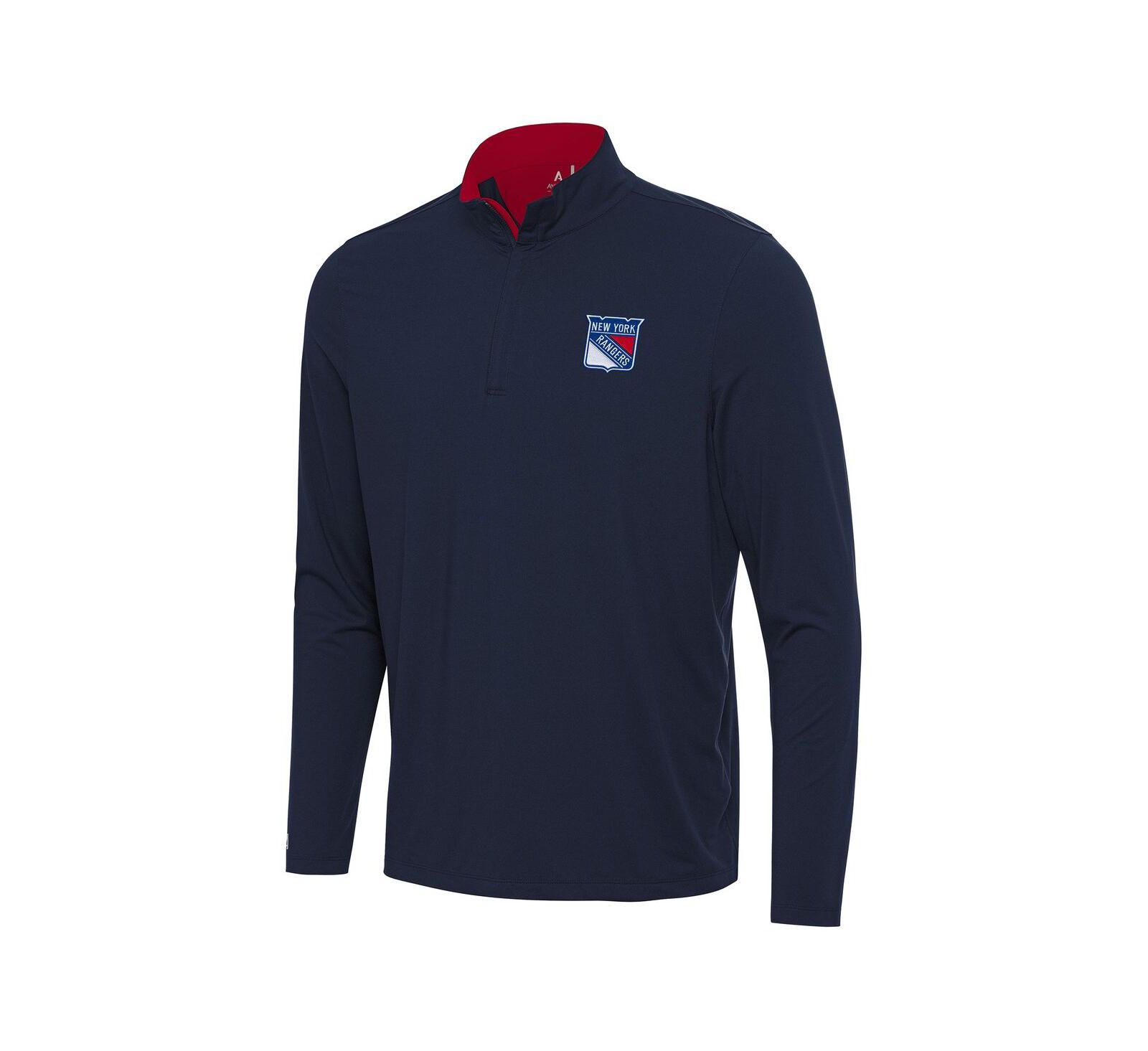 Antigua Мужской флисовый джемпер New York Rangers Content Quarter-Zip в цвете Navy/Red