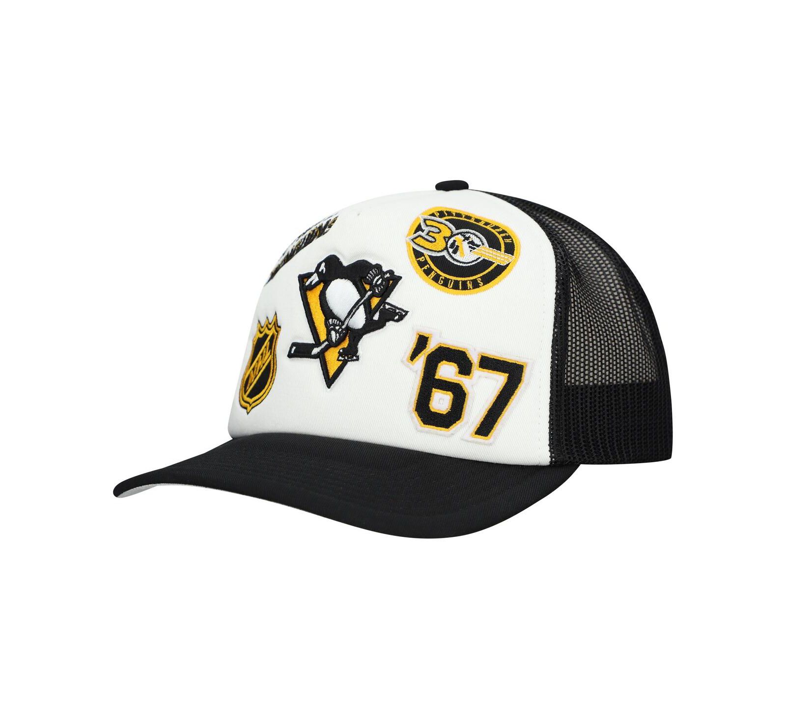 Мужская кепка Mitchell & Ness Pittsburgh Penguins Gridlock Trucker, белая/черная
