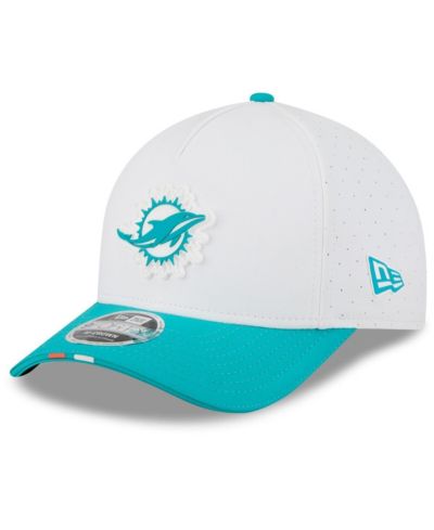 New Era Men's White/Aqua Miami Dolphins 2025 NFL Training Camp A-Frame 9FORTY Adjustable Hat