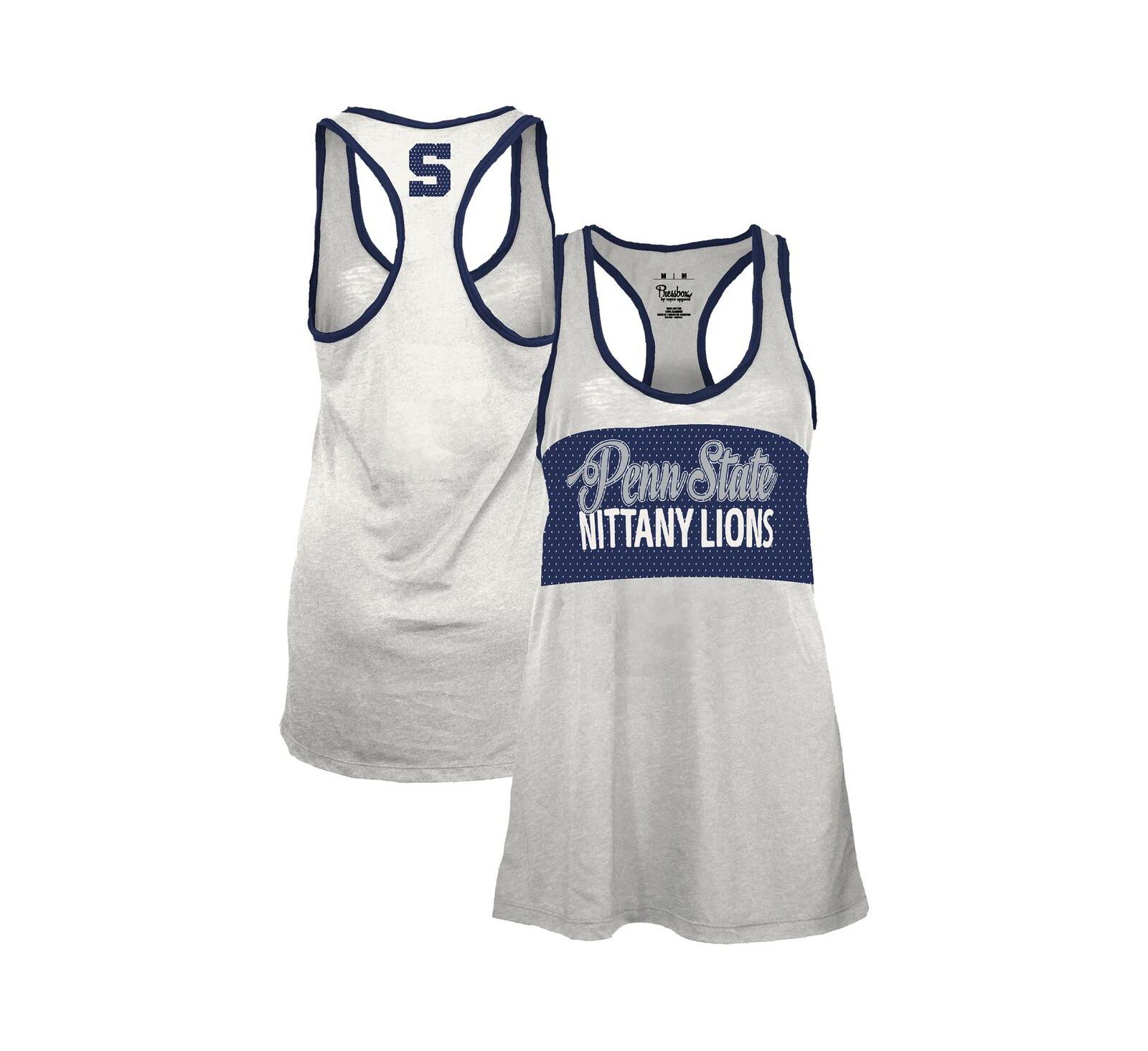 Женский укороченный топ Pressbox White/Navy Penn State Nittany Lions Tracy Racerback Burnout