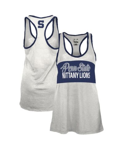 Женский укороченный топ Pressbox White/Navy Penn State Nittany Lions Tracy Racerback Burnout
