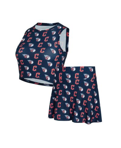 Concepts Sport Комплект из топа и шорт-юбки Cleveland Guardians, темно-синий, для женщин