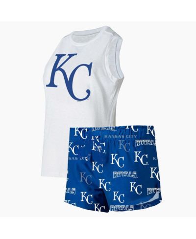 Concepts Sport Women's 2-Piece White/Royal Kansas City Royals Plus Size Tank Top and Shorts Sleep Set