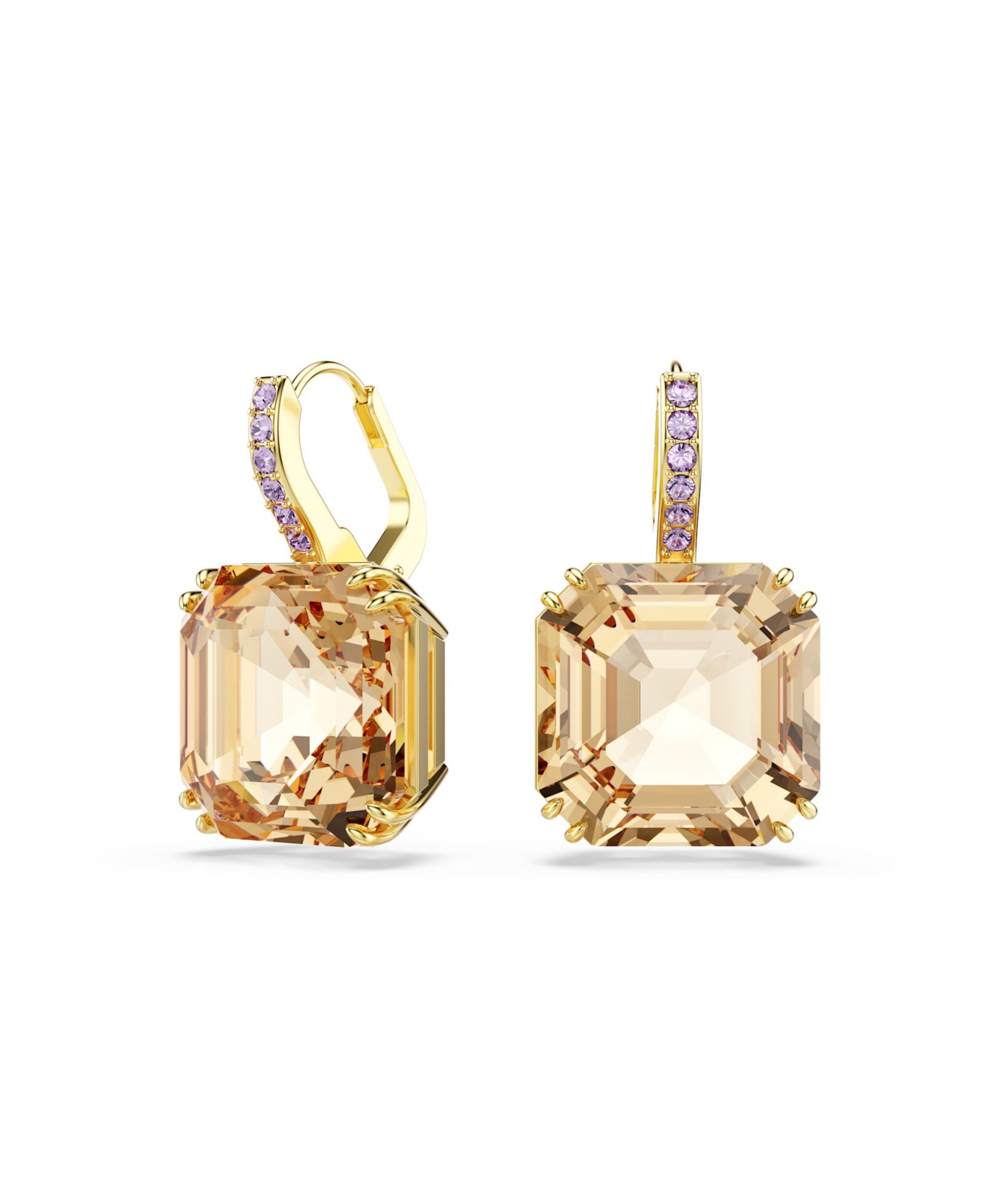 Золотистые серьги-подвески Swarovski Millenia