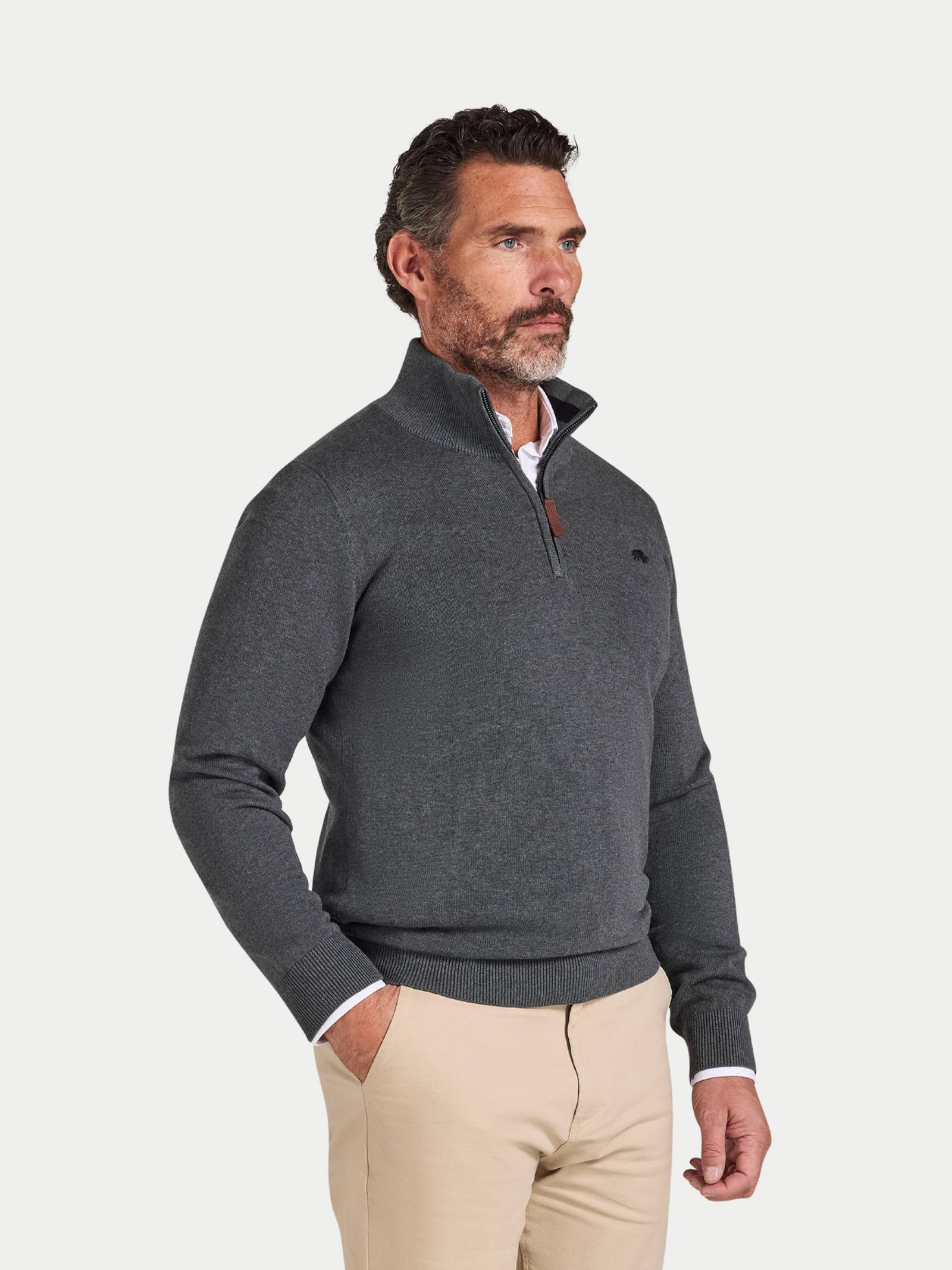Raging Bull Men's Quarter Zip Cashmere Blend Sweater