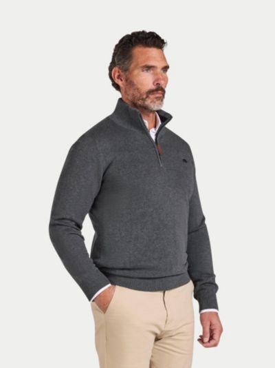 Raging Bull Men's Quarter Zip Cashmere Blend Sweater