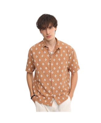 Мужская рубашка Campus Sutra Tan Floral-Tactile Oversized