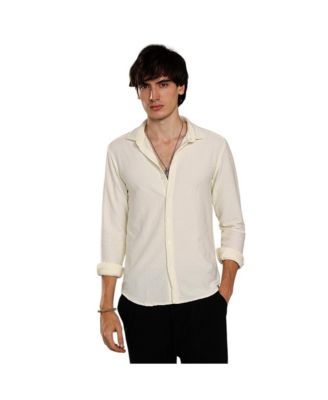 Рубашка Campus Sutra Men's Pale Yellow Hive-Textured