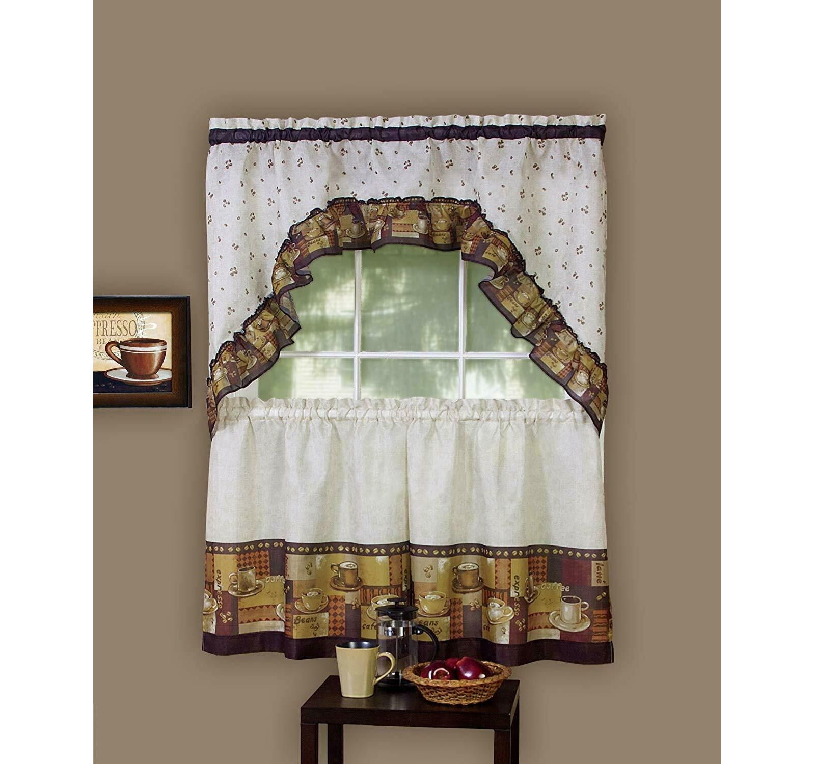 Комплект штор GoodGram Coffee Complete Kitchen Curtain Tier and Swag Set