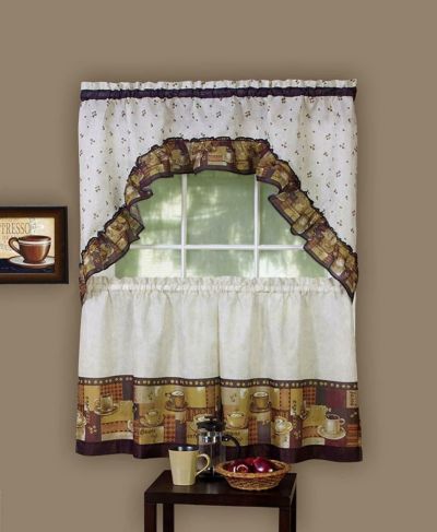 Комплект штор GoodGram Coffee Complete Kitchen Curtain Tier and Swag Set