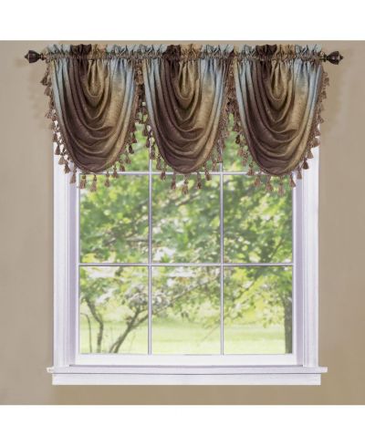 GoodGram Royal Ombre Curshed Semi Sheer 3 Pack Tassled Window Valances - 46 in. W x 42 in. L