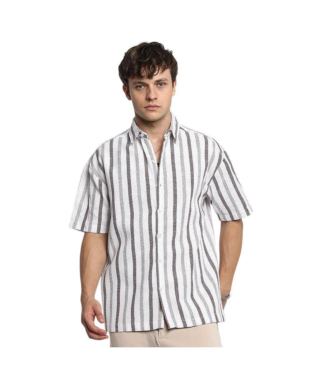 Campus Sutra Men's Pencil-Striped Shirt