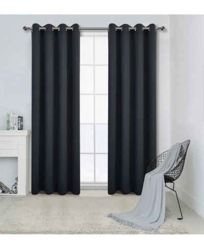 Kate Aurora 100% Hotel Blackout Thermal Insulated Grommet Curtains - 2 Pack