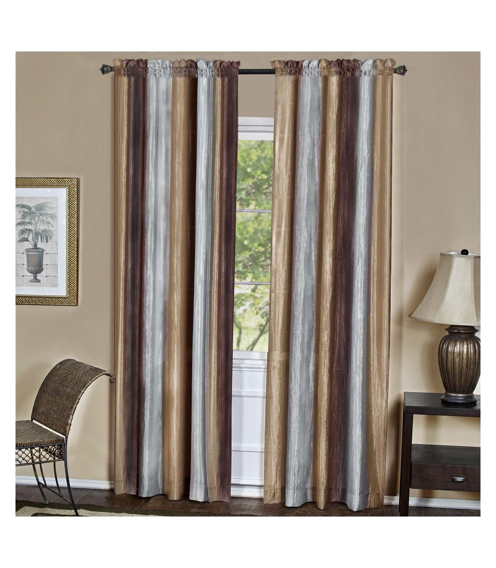 GoodGram парная штора Long Curtain Panel Ombre Crushed Semi Sheer, 50 in. W x 84 in. L, Autumn