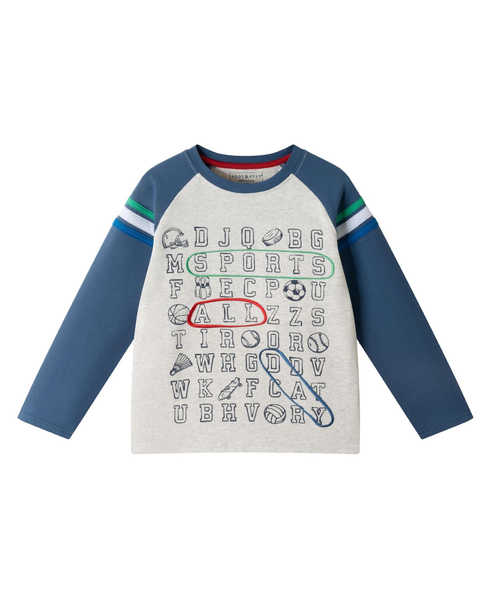 Andy & Evan футболка Raglan Color Blocked Alphabet для малышей