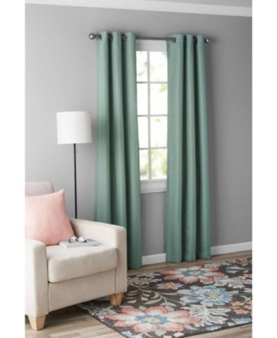 Kate Aurora Modern Living 2 Pack Textured Woven Light Filtering Grommet Top Window Curtain Panels - 84 in. Long - Charcoal