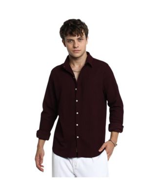 Мужская рубашка Campus Sutra Maroon Red Stripe-Creased