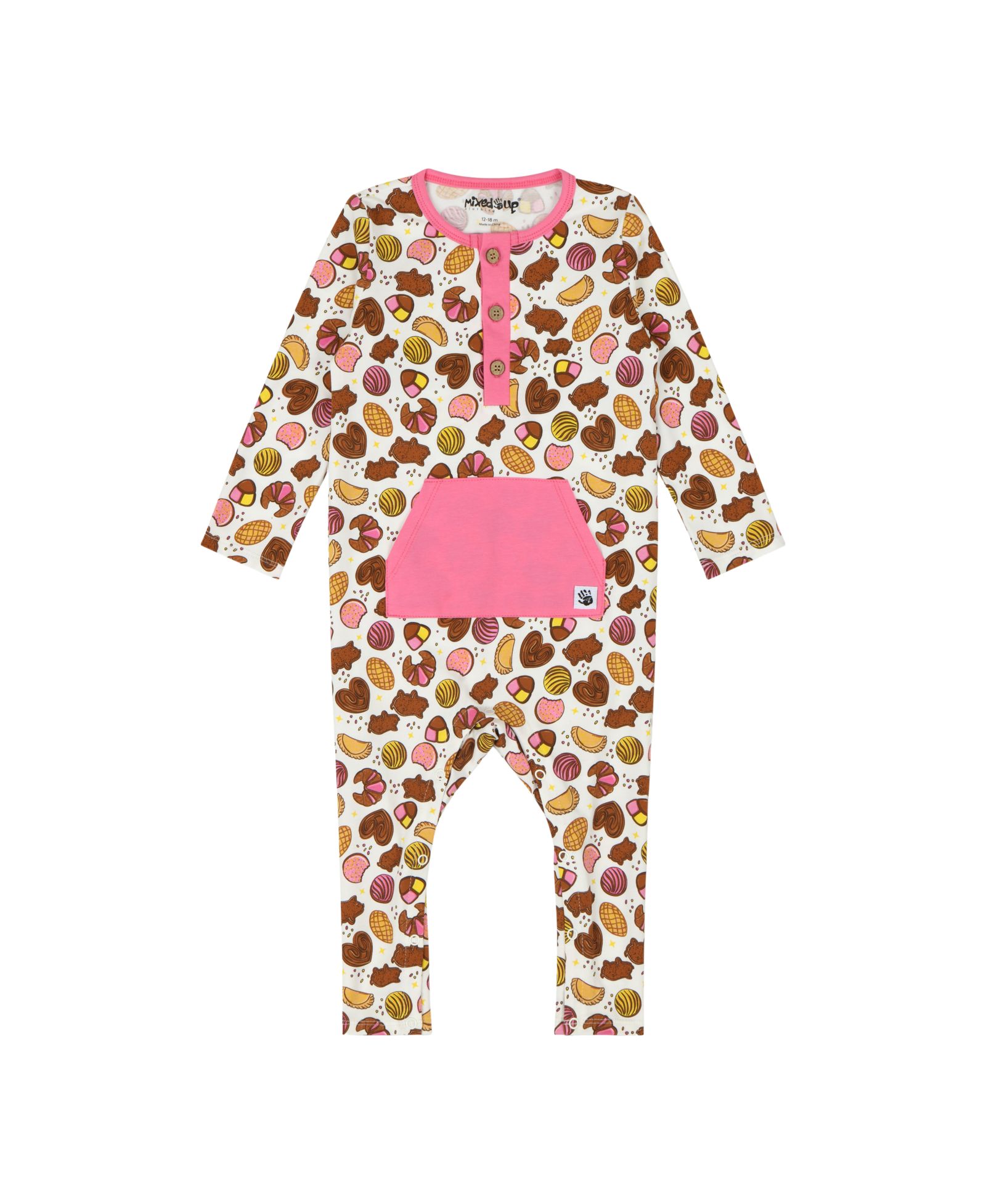 Mixed Up Clothing Baby Kangaroo Pocket Romper - Pan Dulce
