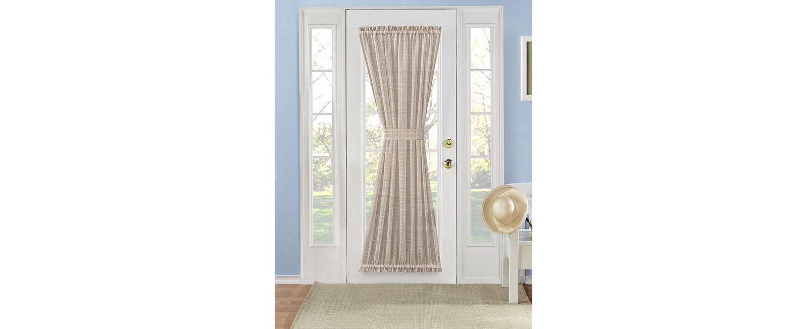 Kate Aurora штора French Door Plaid Sheer с подхватом, 53 in. W x 45 in. L, Linen