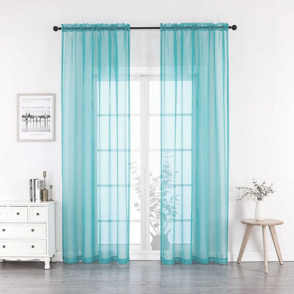 Kate Aurora Coastal Pastel Colored Light & Airy Sheer Voile Window Curtains