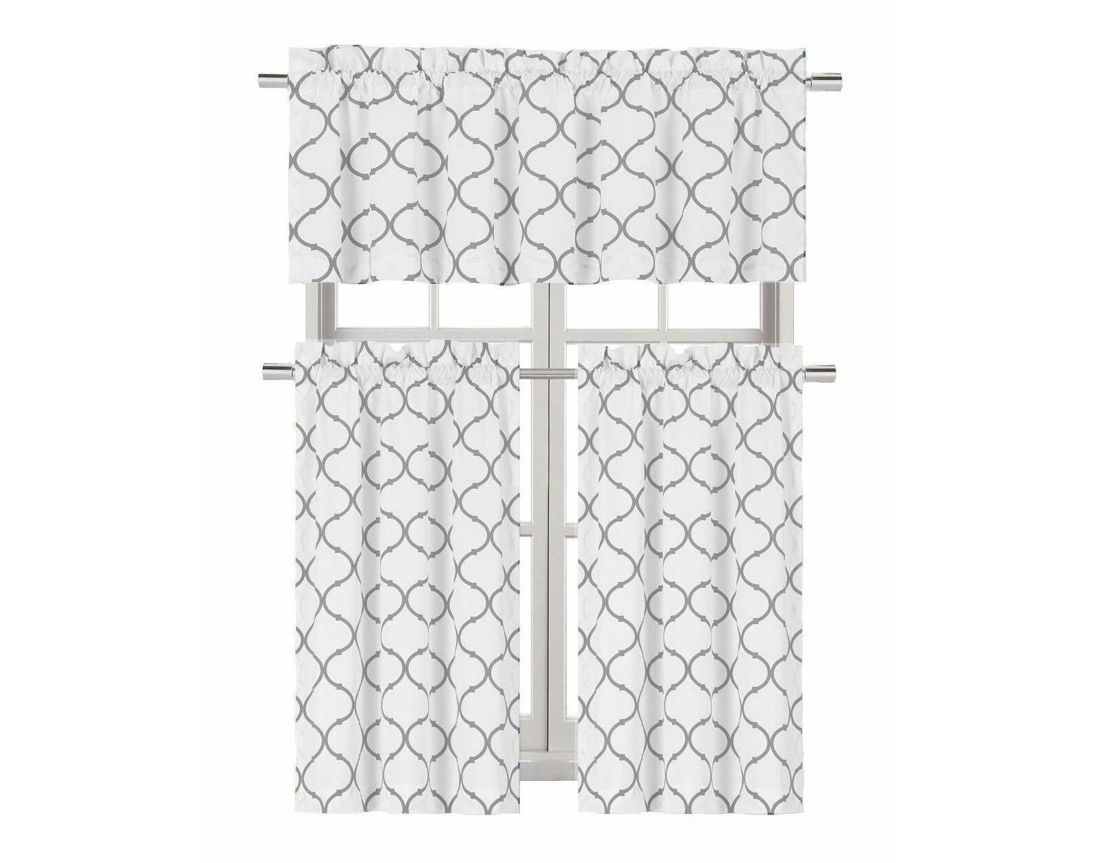 Kate Aurora Living Shabby Trellis 3 Piece Café Kitchen Curtain Tier And Valance Set