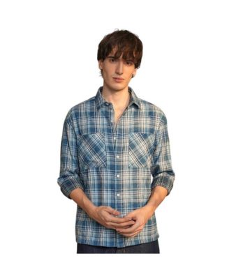 Campus Sutra Мужская рубашка в клетку Tartan Plaid Steel Blue