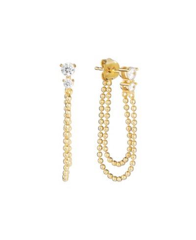 Серьги-цепочки Macy's с кубическим цирконием, 14k Gold Over Sterling Silver Bead
