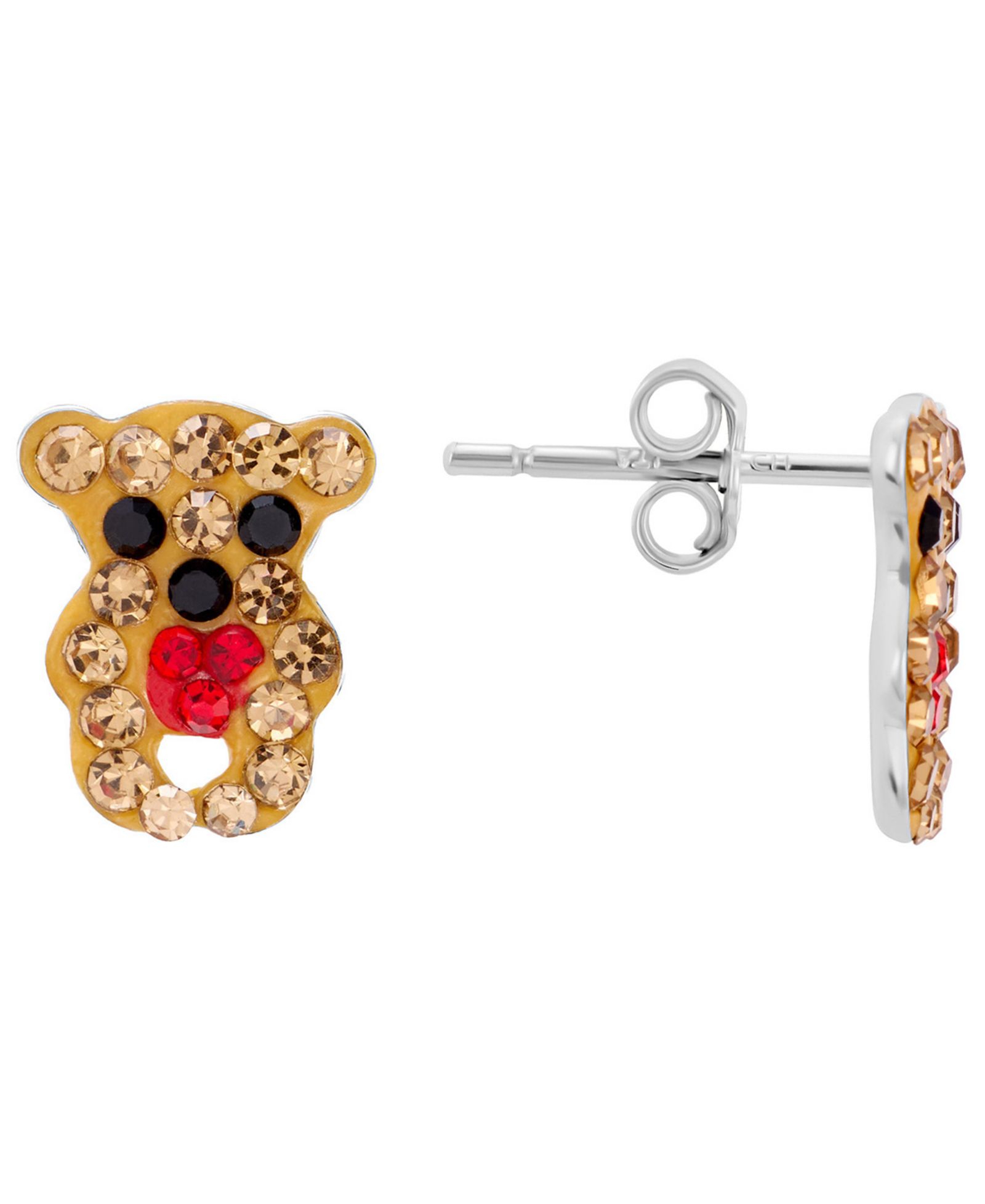 Macy's серьги-гвоздики с кристаллом в форме медвежонка с сердцем