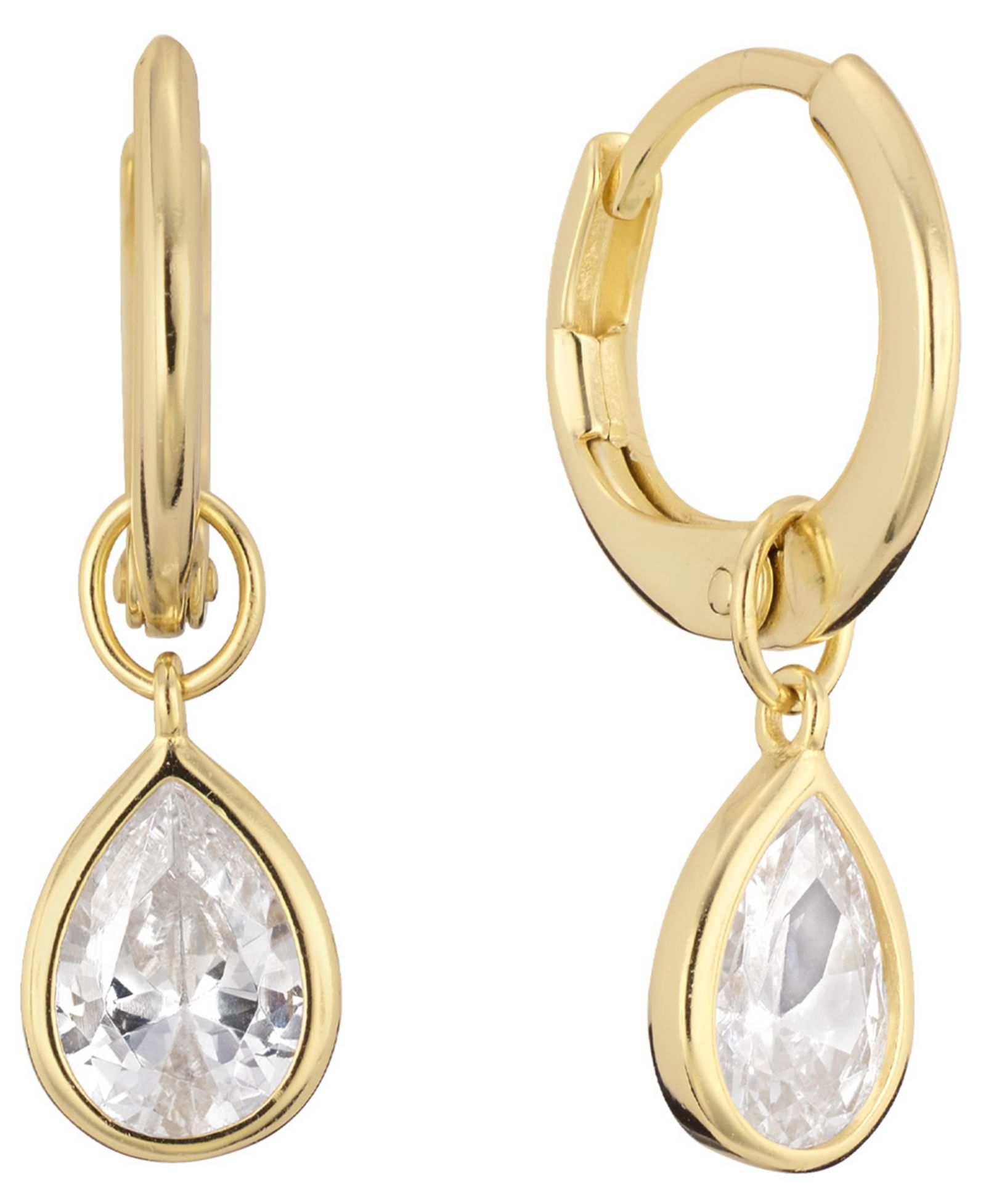 Серьги-кольца Macy's Cubic Zirconia Pear Drop Huggie