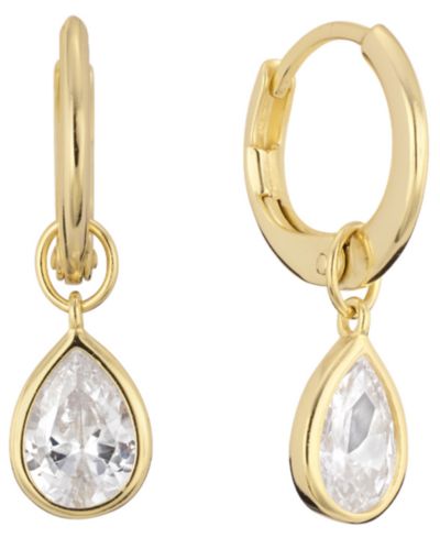 Серьги-кольца Macy's Cubic Zirconia Pear Drop Huggie