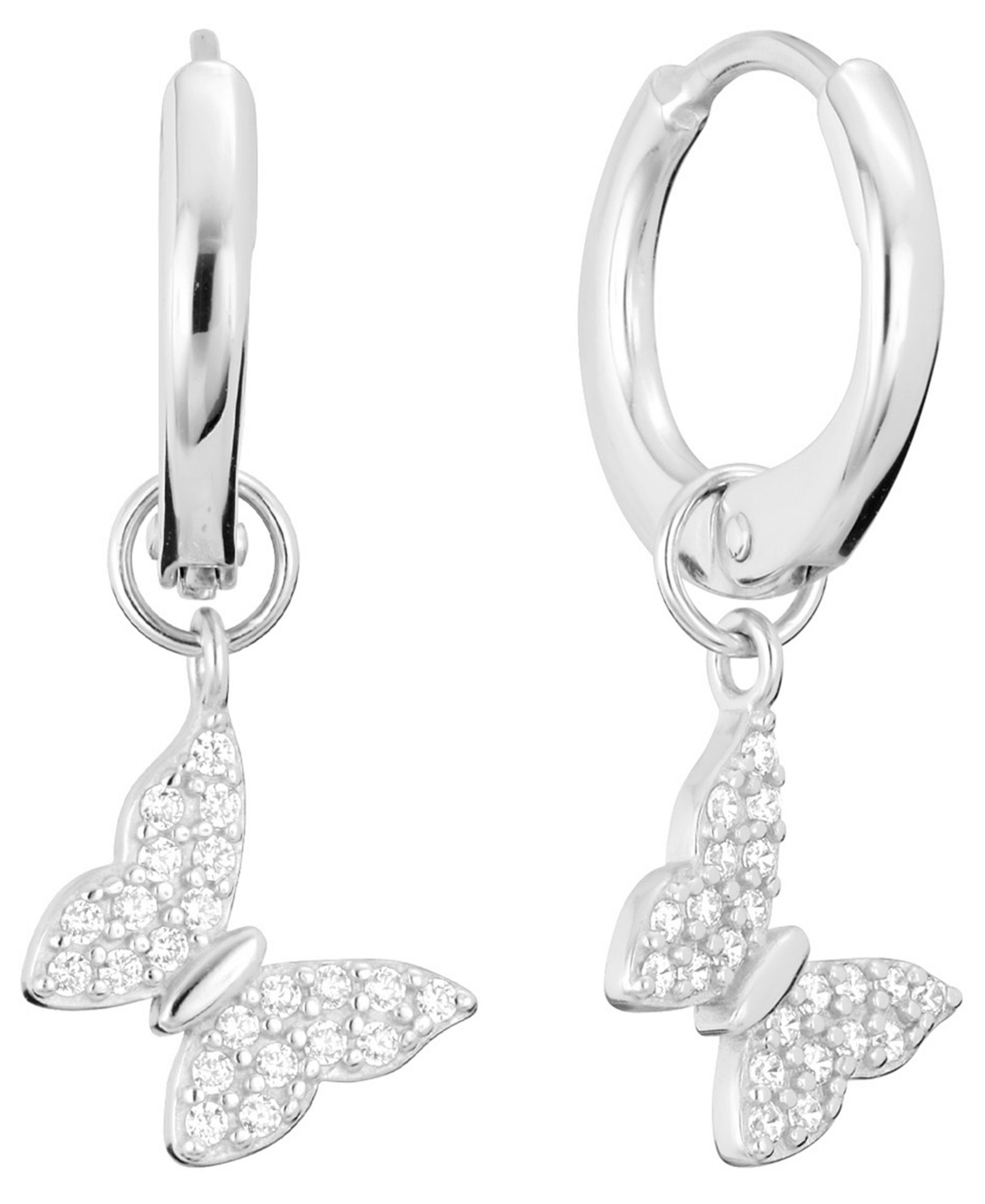 Серьги-кольца Macy's Cubic Zirconia Butterfly Charm Dangle Huggie Hoop
