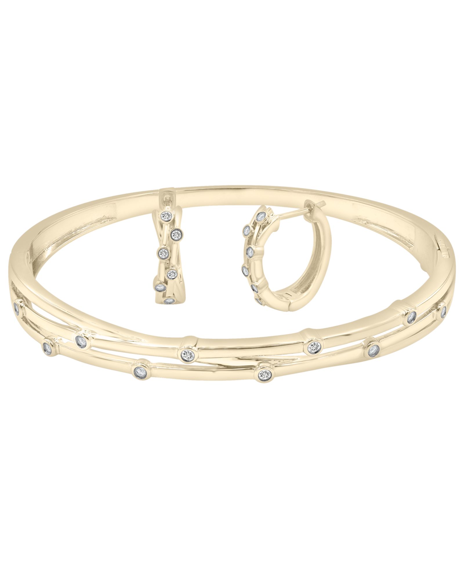 Набор из 2 предметов Macy's Diamond Bangle Bracelet and Hoop Earrings 14k Gold-Plated