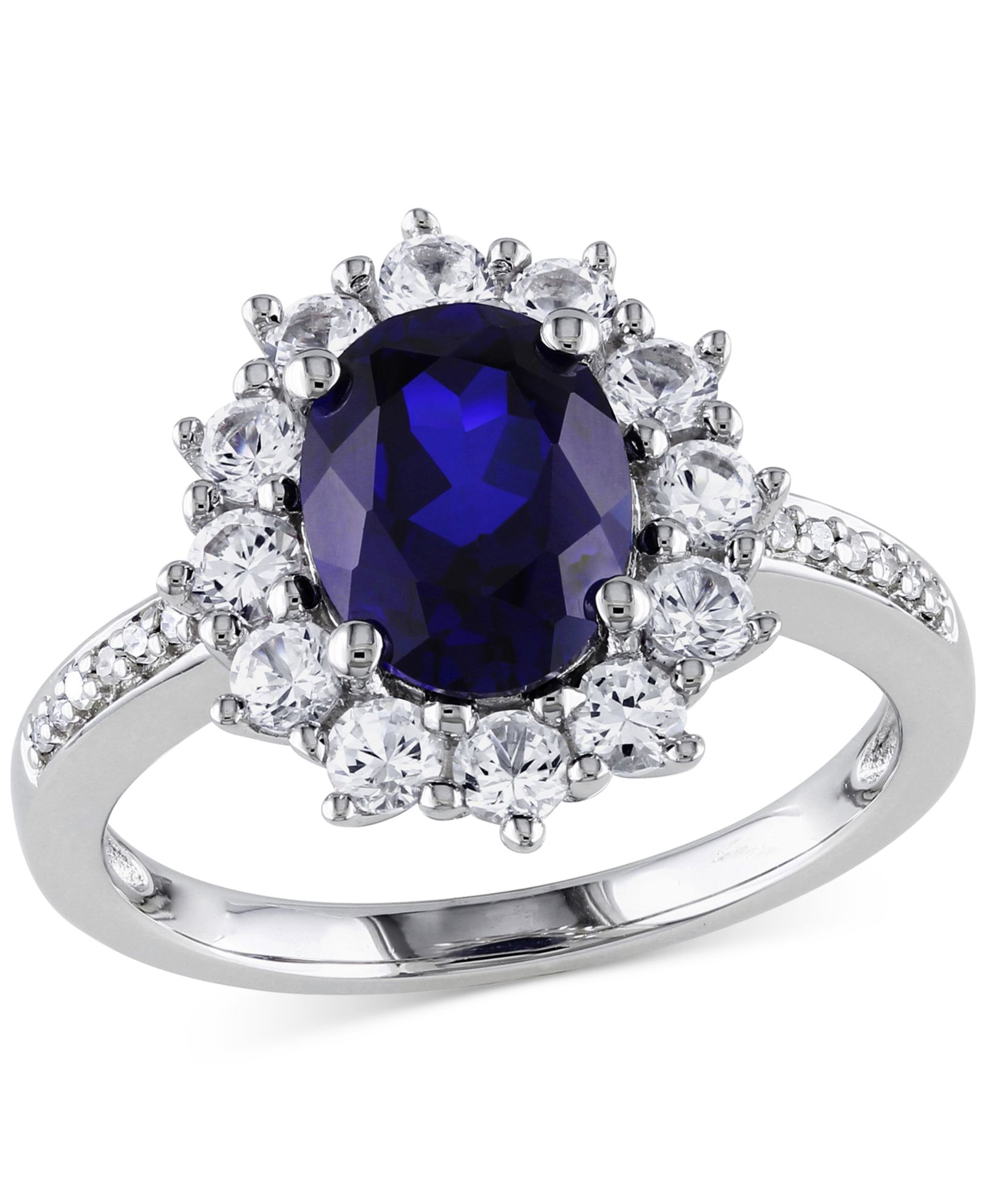 Gemstone & Diamond Accent Halo Ring in Sterling Silver кольцо