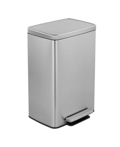 Mega Casa 13 Gallon Stainless Steel Rectangular Step-On Kitchen Trash Can, 50-Liter Waste Bin with Silent Close Lid