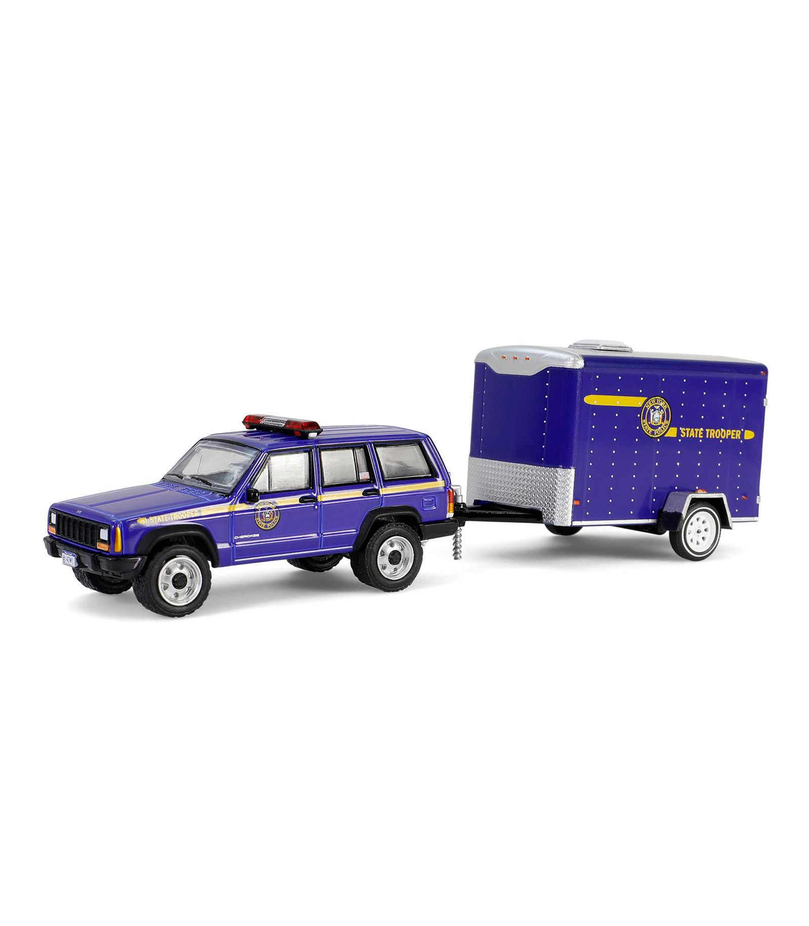 Модель 1/64 2001 Jeep Cherokee Trailer New York State Police Hot Pursuit